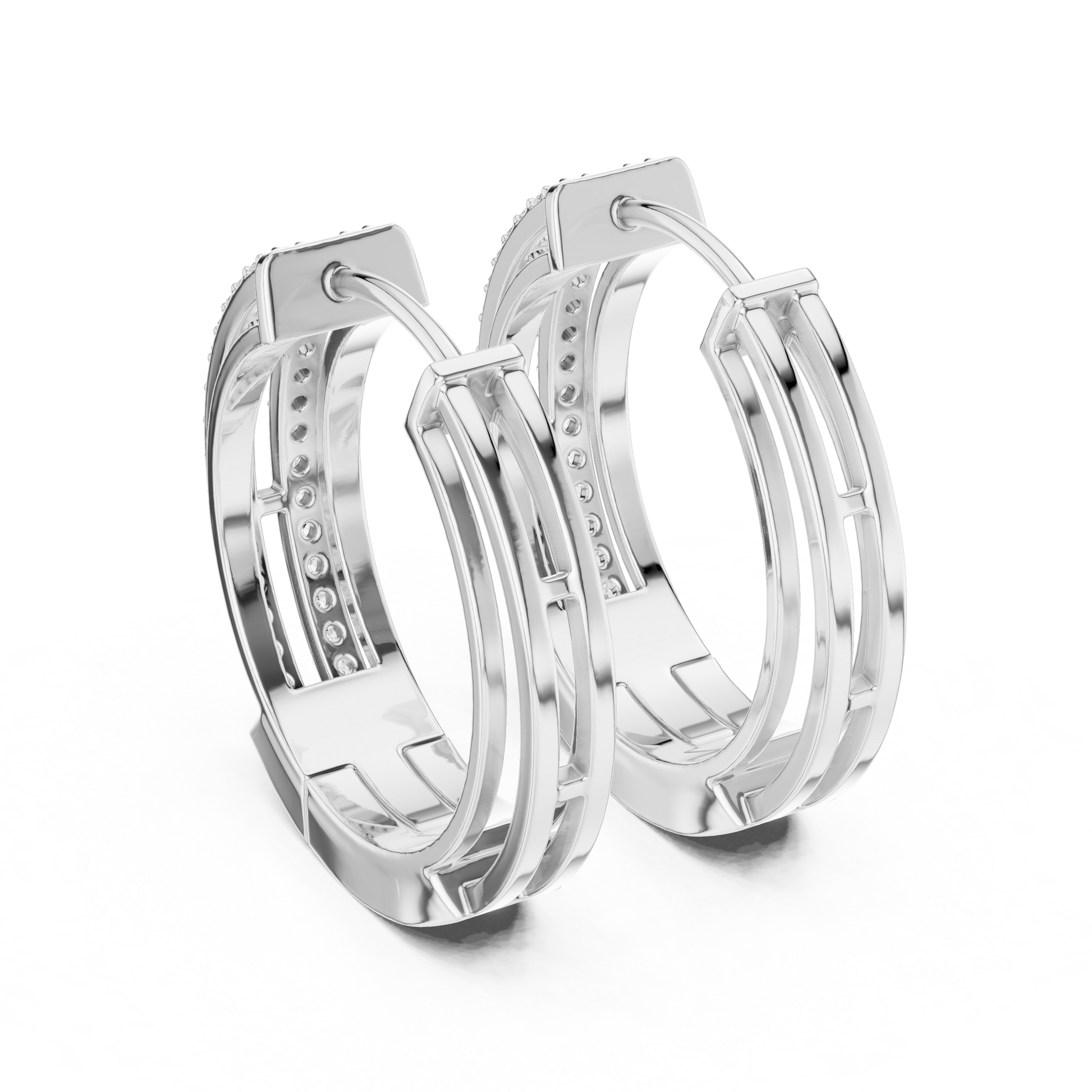 Round Cut Lab Grown Diamond Hoop Earrings in Silver