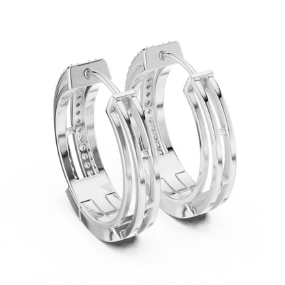 Round Cut Lab Grown Diamond Hoop Earrings in Silver