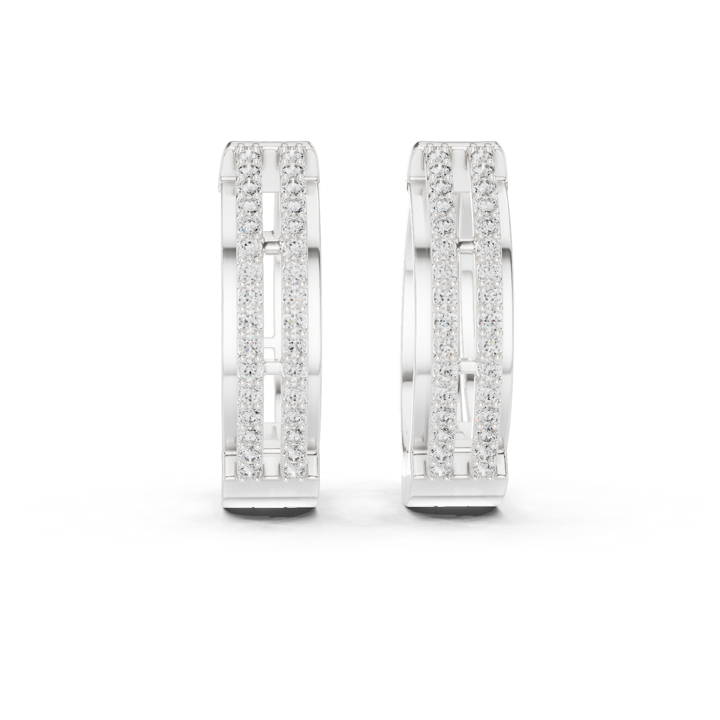 Round Cut Lab Grown Diamond Hoop Earrings in Silver