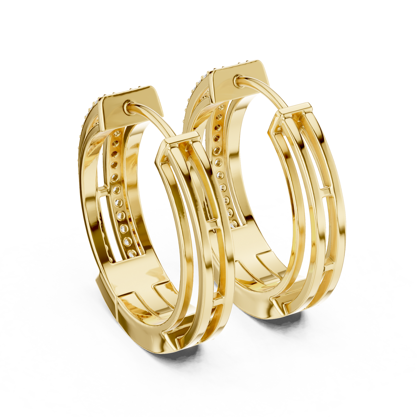 Round Cut Lab Grown Diamond Hoop Earrings in Yellow Gold