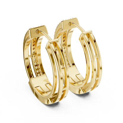 Round Cut Lab Grown Diamond Hoop Earrings in Yellow Gold