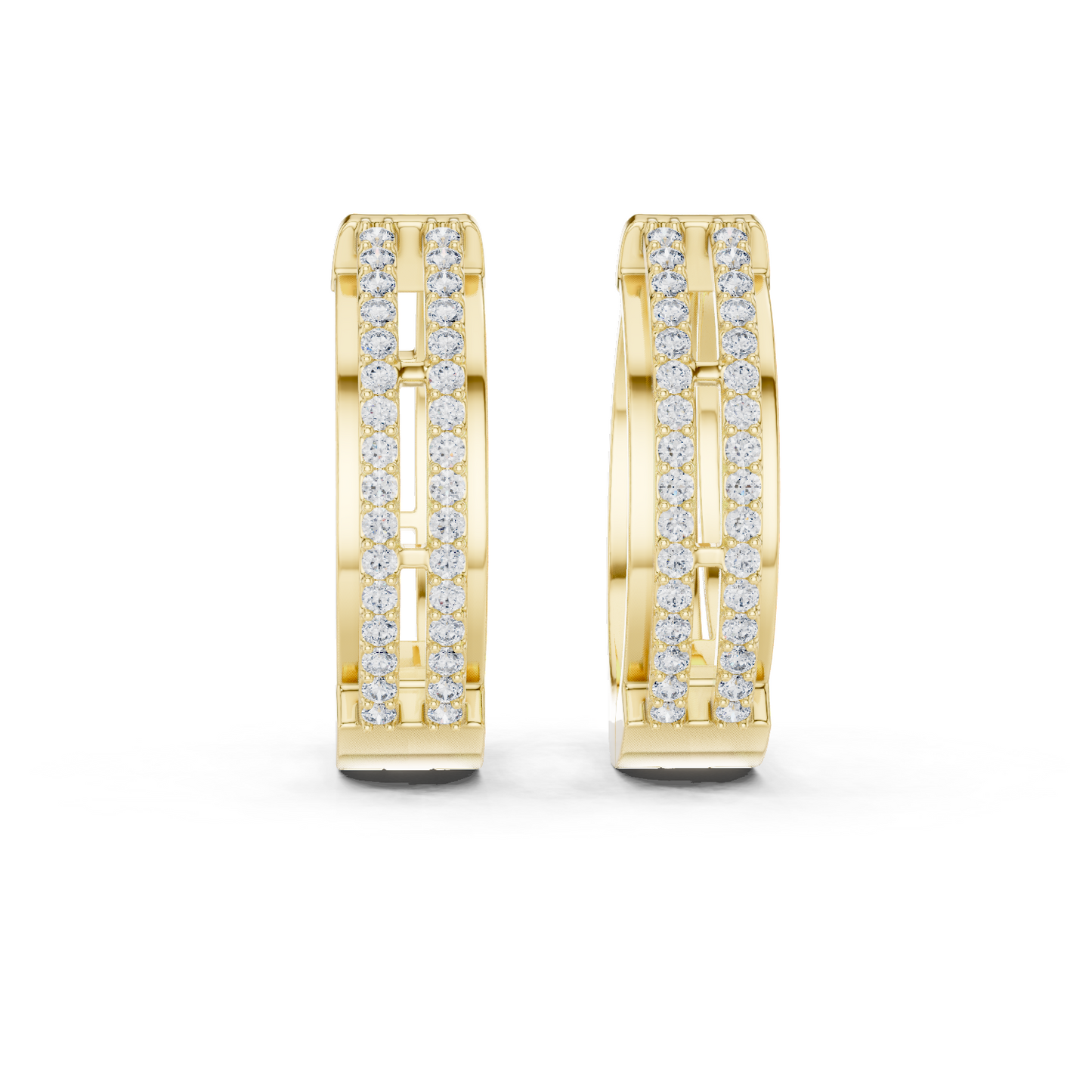 Round Cut Lab Grown Diamond Hoop Earrings in Yellow Gold