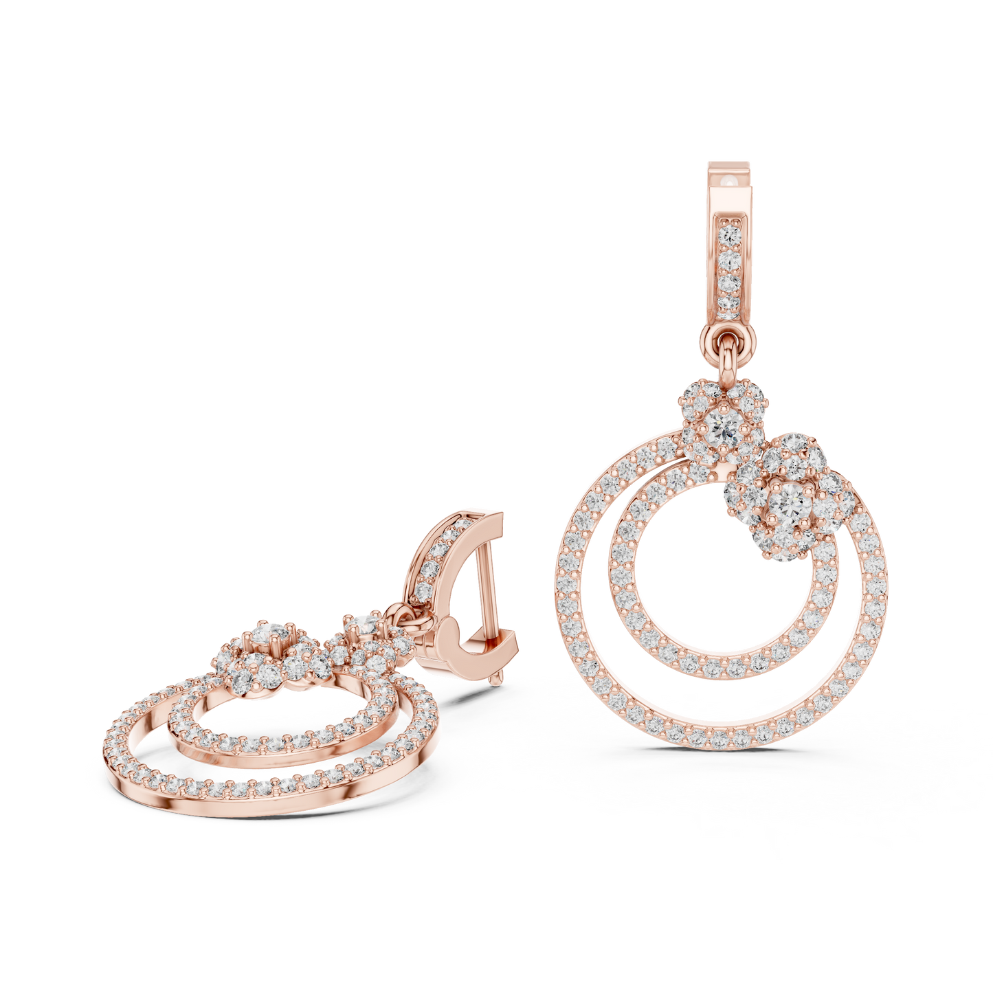 Round Cut Lab Grown Diamond Fashion Earrings in Rose Gold