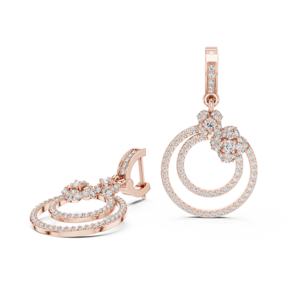 Round Cut Lab Grown Diamond Fashion Earrings in Rose Gold