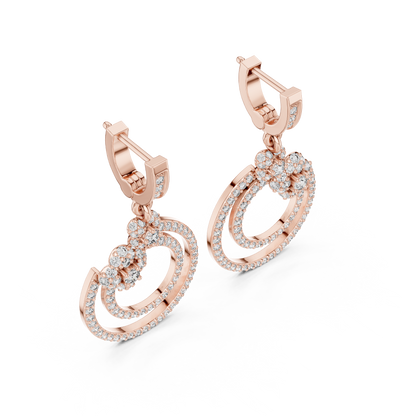 Round Cut Lab Grown Diamond Fashion Earrings in Rose Gold