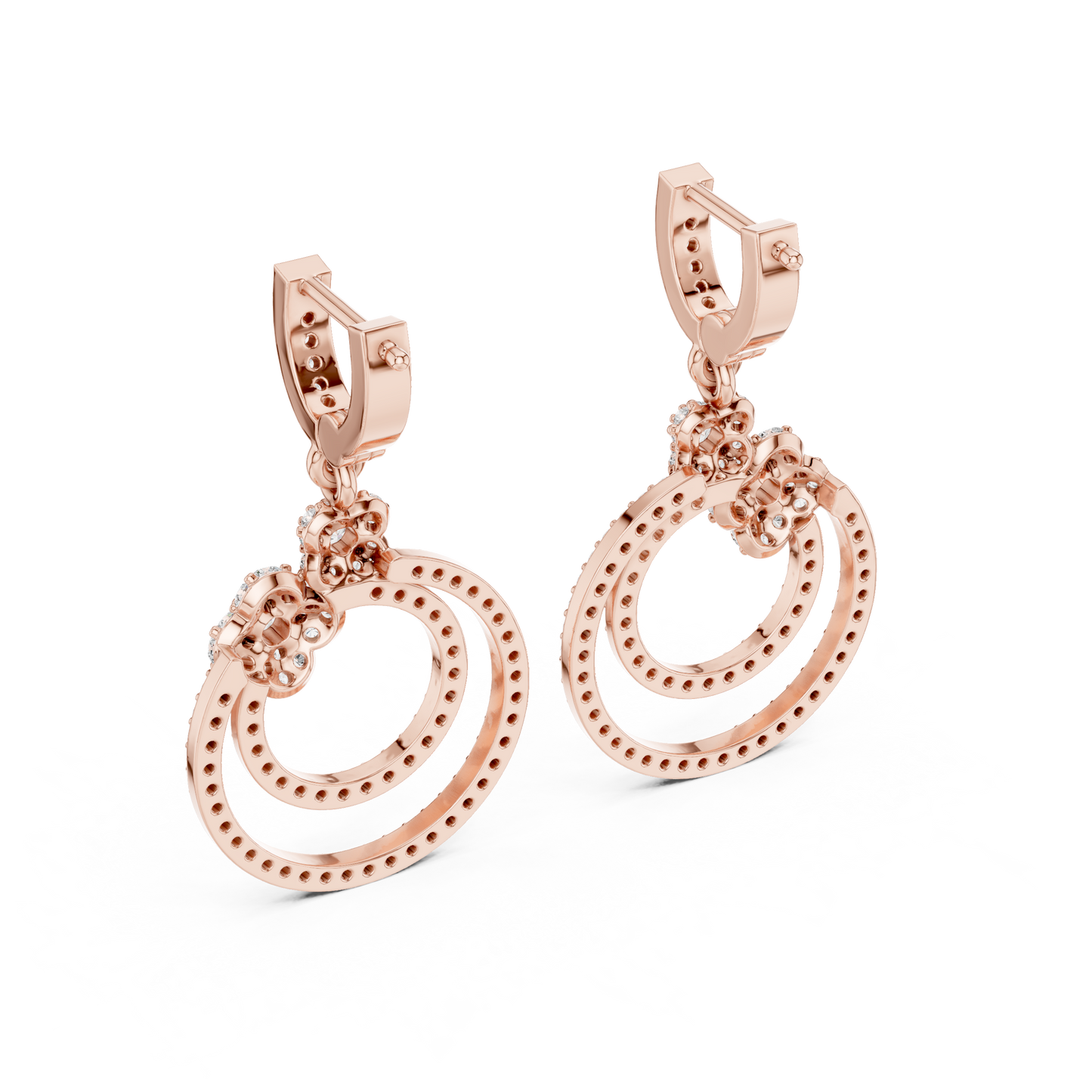 Round Cut Lab Grown Diamond Fashion Earrings in Rose Gold
