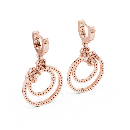 Round Cut Lab Grown Diamond Fashion Earrings in Rose Gold