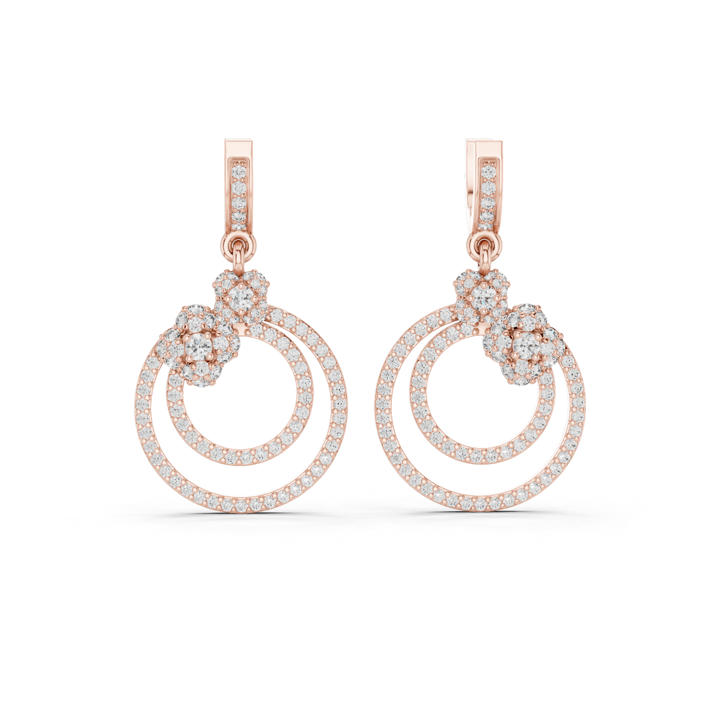 Round Cut Lab Grown Diamond Fashion Earrings in Rose Gold