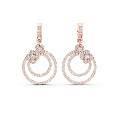 Round Cut Lab Grown Diamond Fashion Earrings in Rose Gold