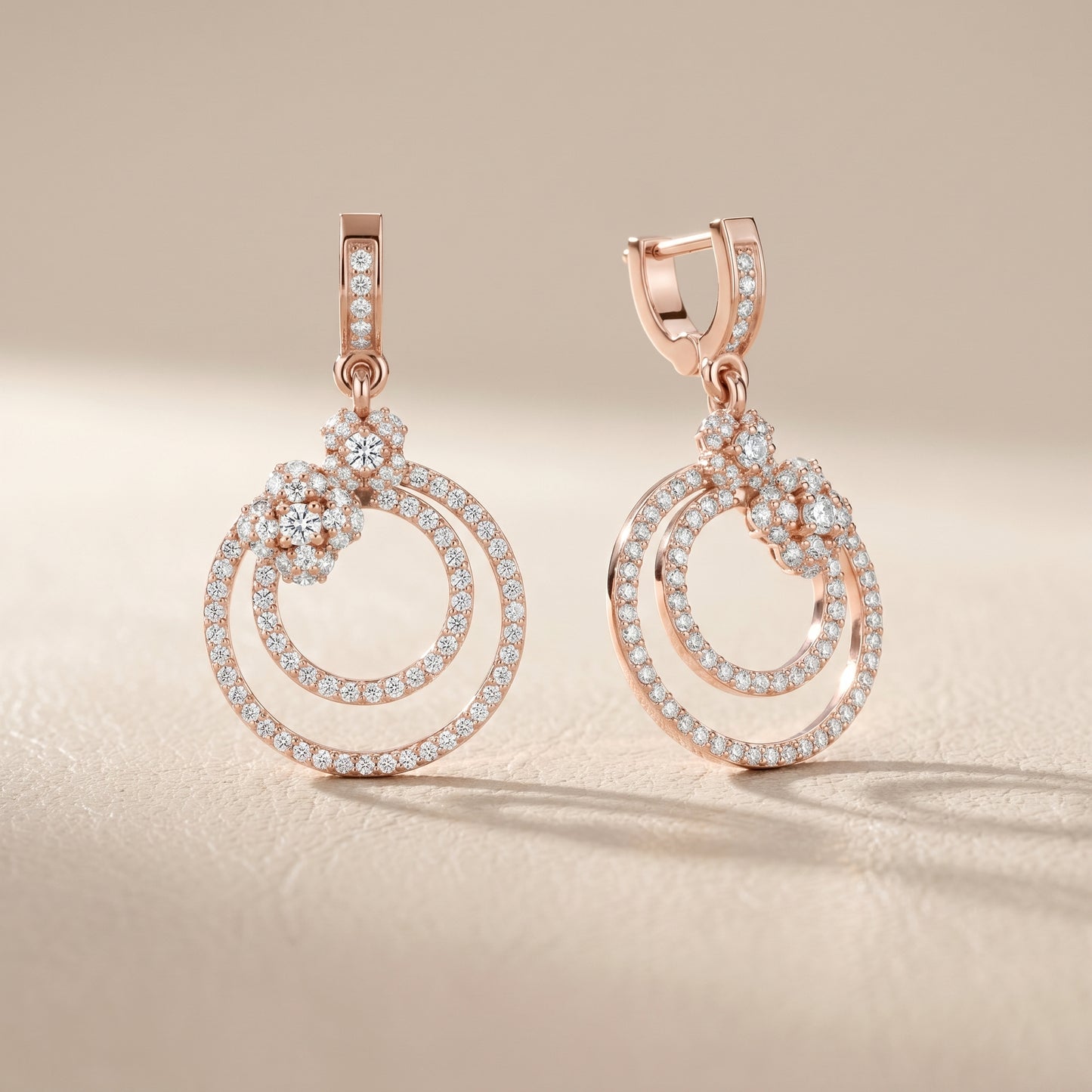 Round Cut Lab Grown Diamond Fashion Earrings in Rose Gold