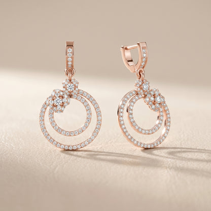 Round Cut Lab Grown Diamond Fashion Earrings in Rose Gold