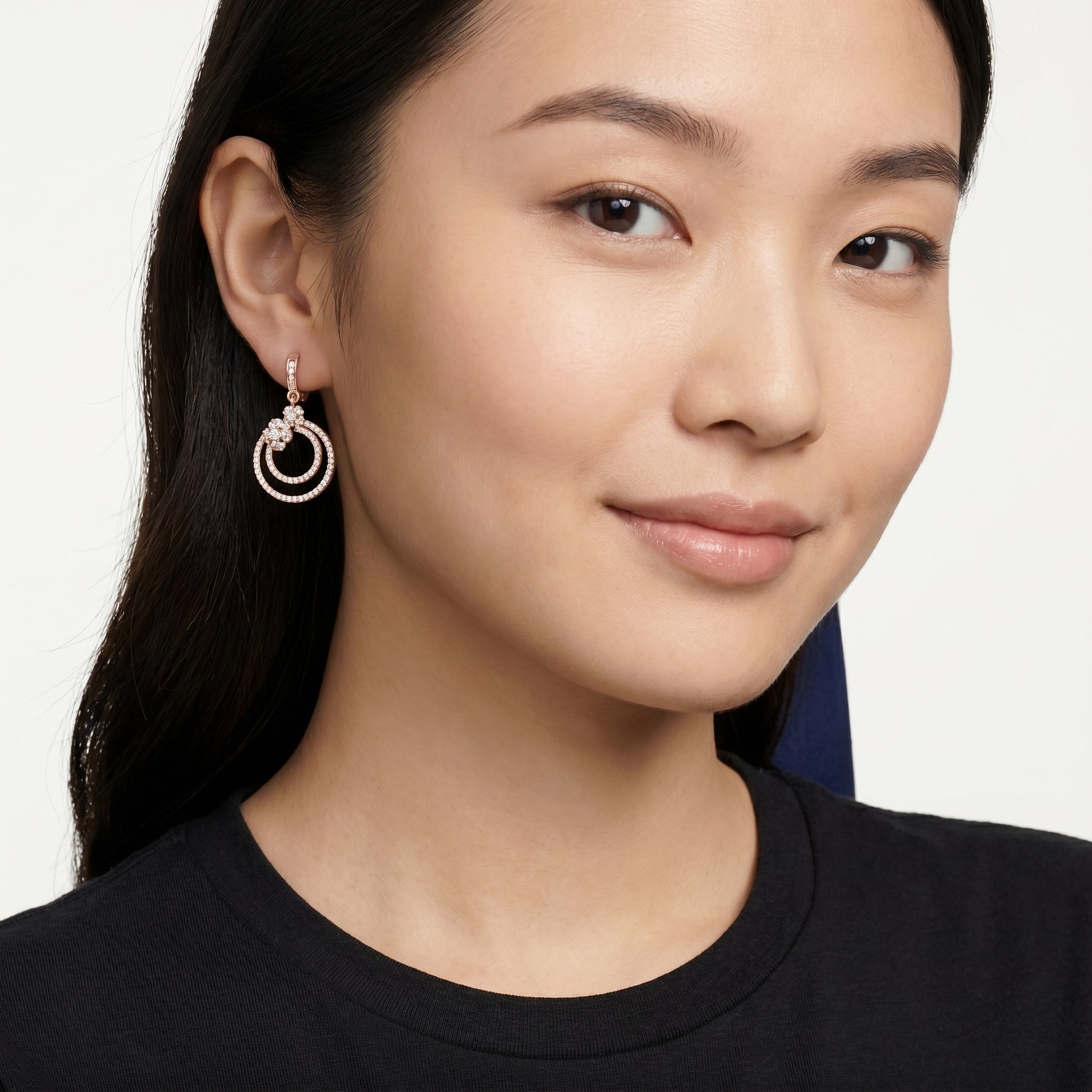 Round Cut Lab Grown Diamond Fashion Earrings in Rose Gold