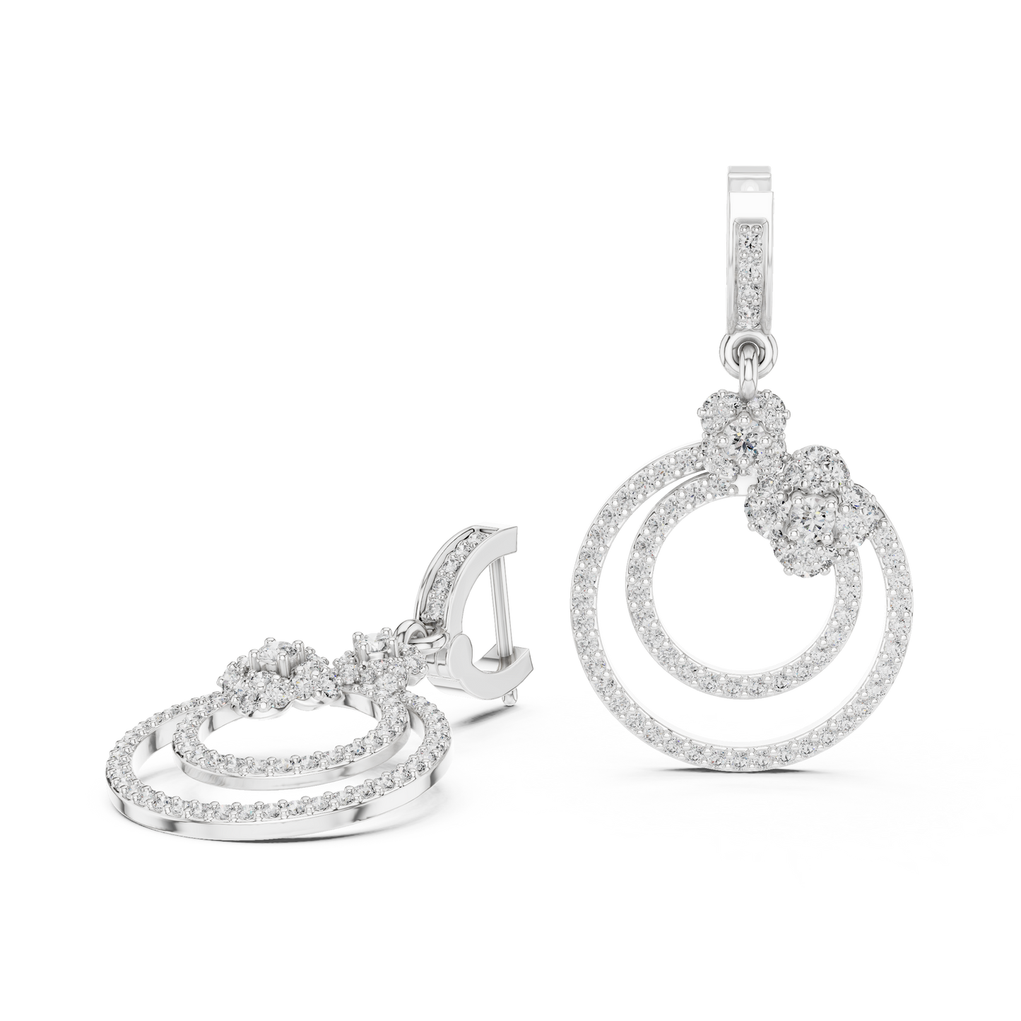 Round Cut Lab Grown Diamond Fashion Earrings in White Gold