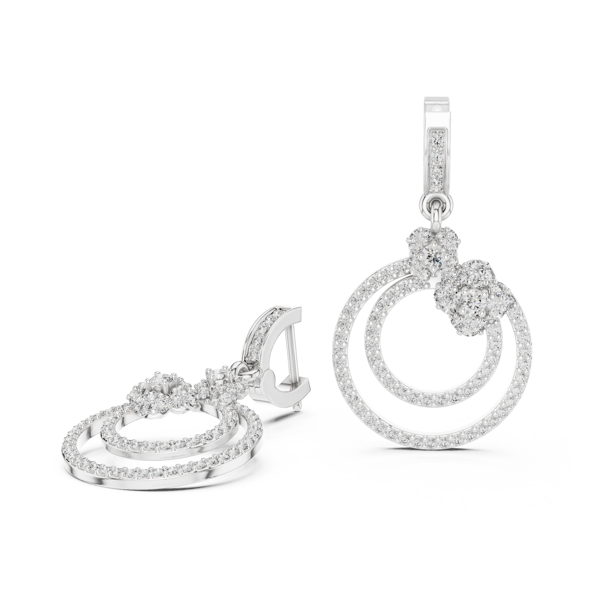 Round Cut Lab Grown Diamond Fashion Earrings in Silver