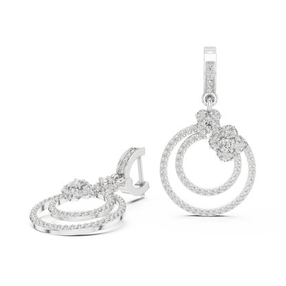 Round Cut Lab Grown Diamond Fashion Earrings in Silver