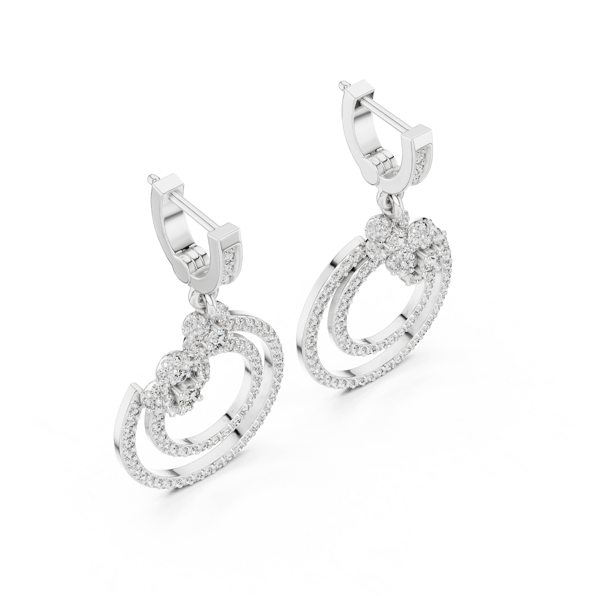 Round Cut Lab Grown Diamond Fashion Earrings in White Gold