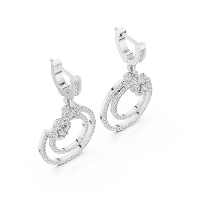 Round Cut Lab Grown Diamond Fashion Earrings in White Gold