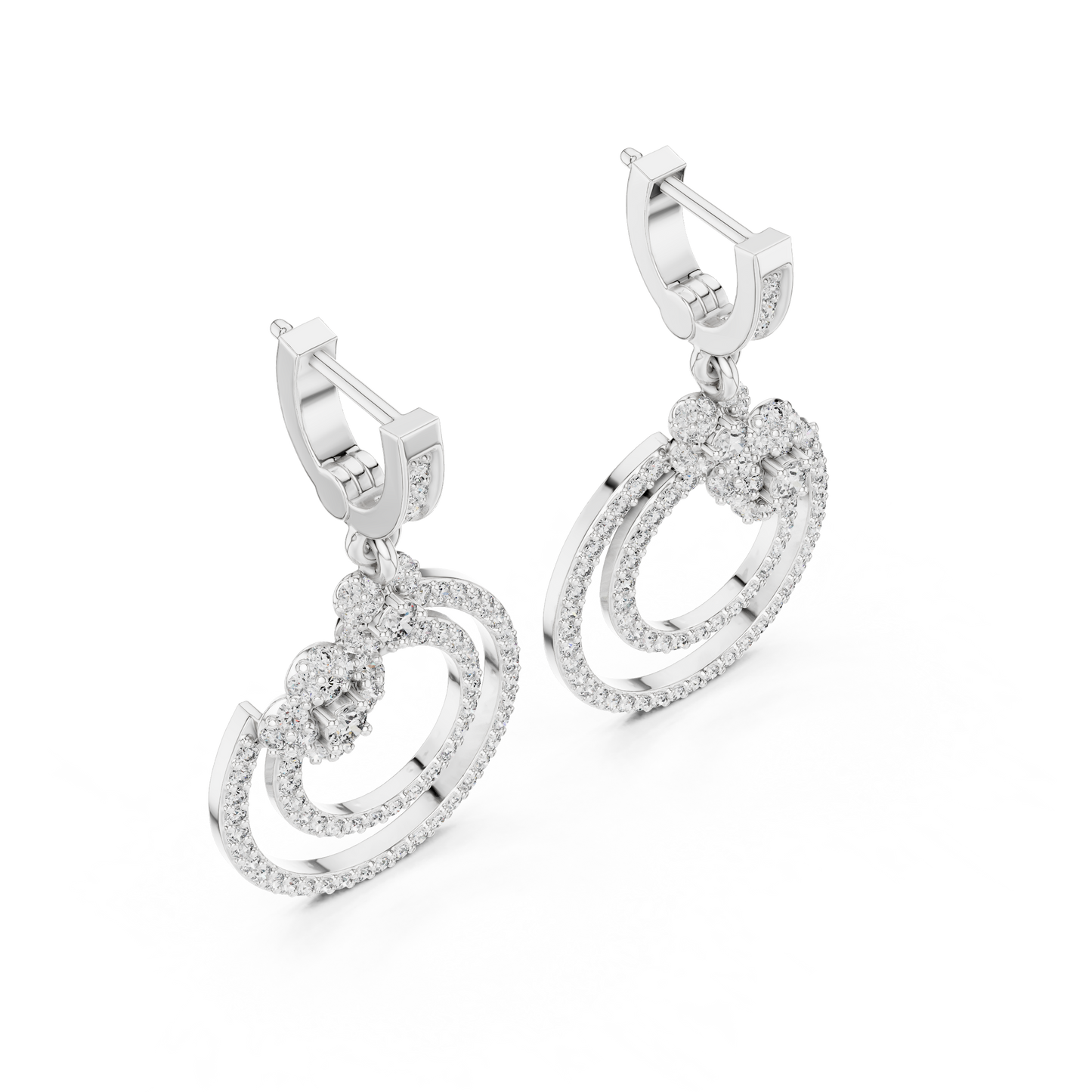 Round Cut Lab Grown Diamond Fashion Earrings in Silver