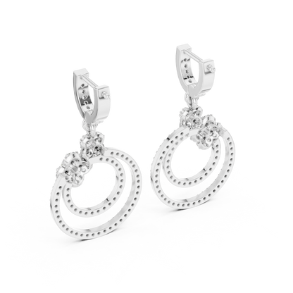 Round Cut Lab Grown Diamond Fashion Earrings in Platinum