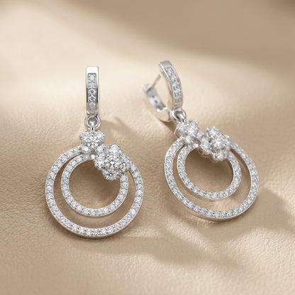 Round Cut Lab Grown Diamond Fashion Earrings in Silver