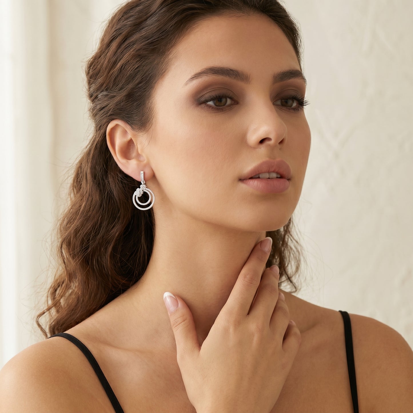 Round Cut Lab Grown Diamond Fashion Earrings in Silver
