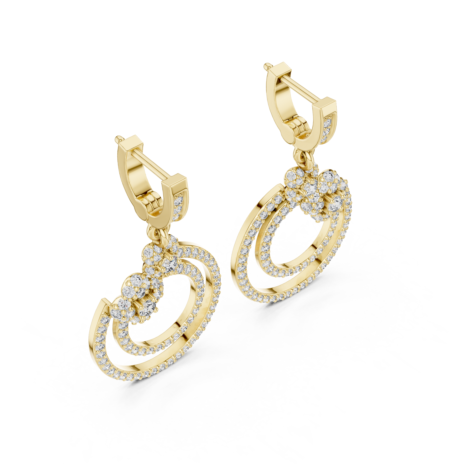 Round Cut Lab Grown Diamond Fashion Earrings in Yellow Gold