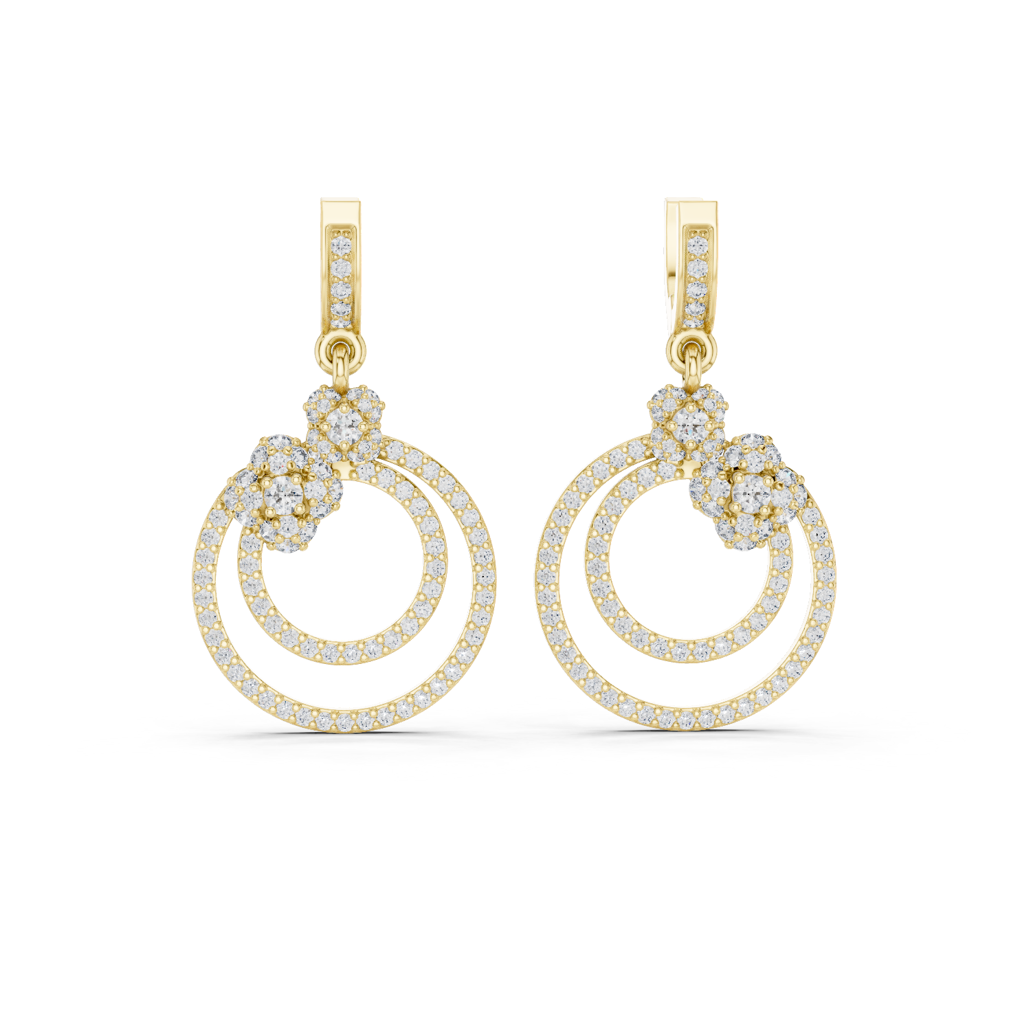 Round Cut Lab Grown Diamond Fashion Earrings in Yellow Gold