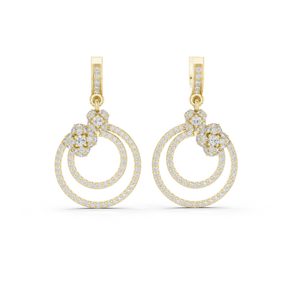 Round Cut Lab Grown Diamond Fashion Earrings in Yellow Gold