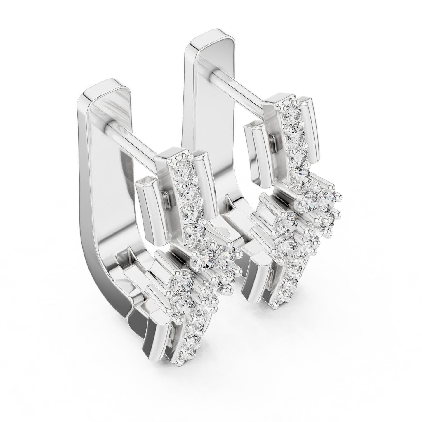Round Cut Lab Grown Diamond Bloom Hoop Earrings in White Gold
