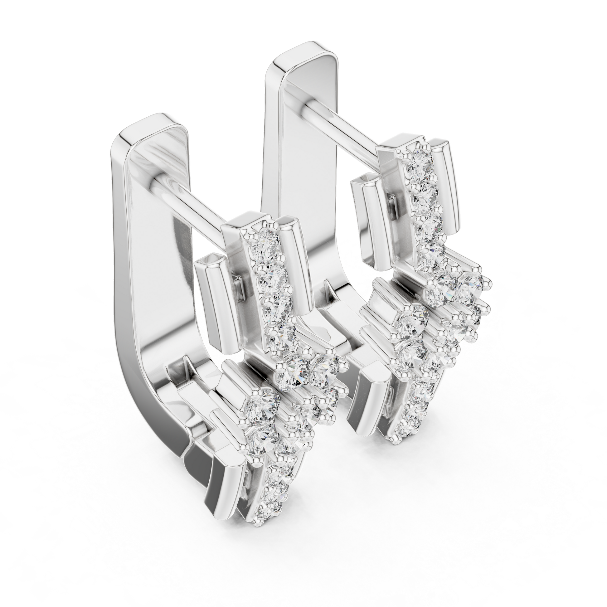 Round Cut Lab Grown Diamond Bloom Hoop Earrings in White Gold