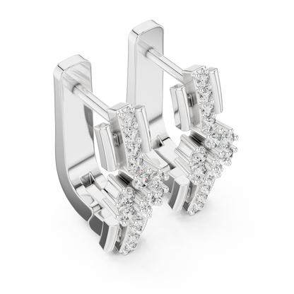 Round Cut Lab Grown Diamond Bloom Hoop Earrings in Silver