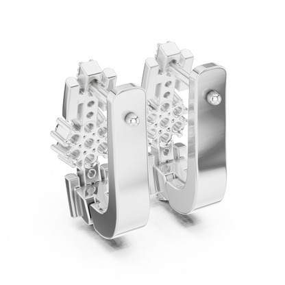 Round Cut Lab Grown Diamond Bloom Hoop Earrings in Platinum