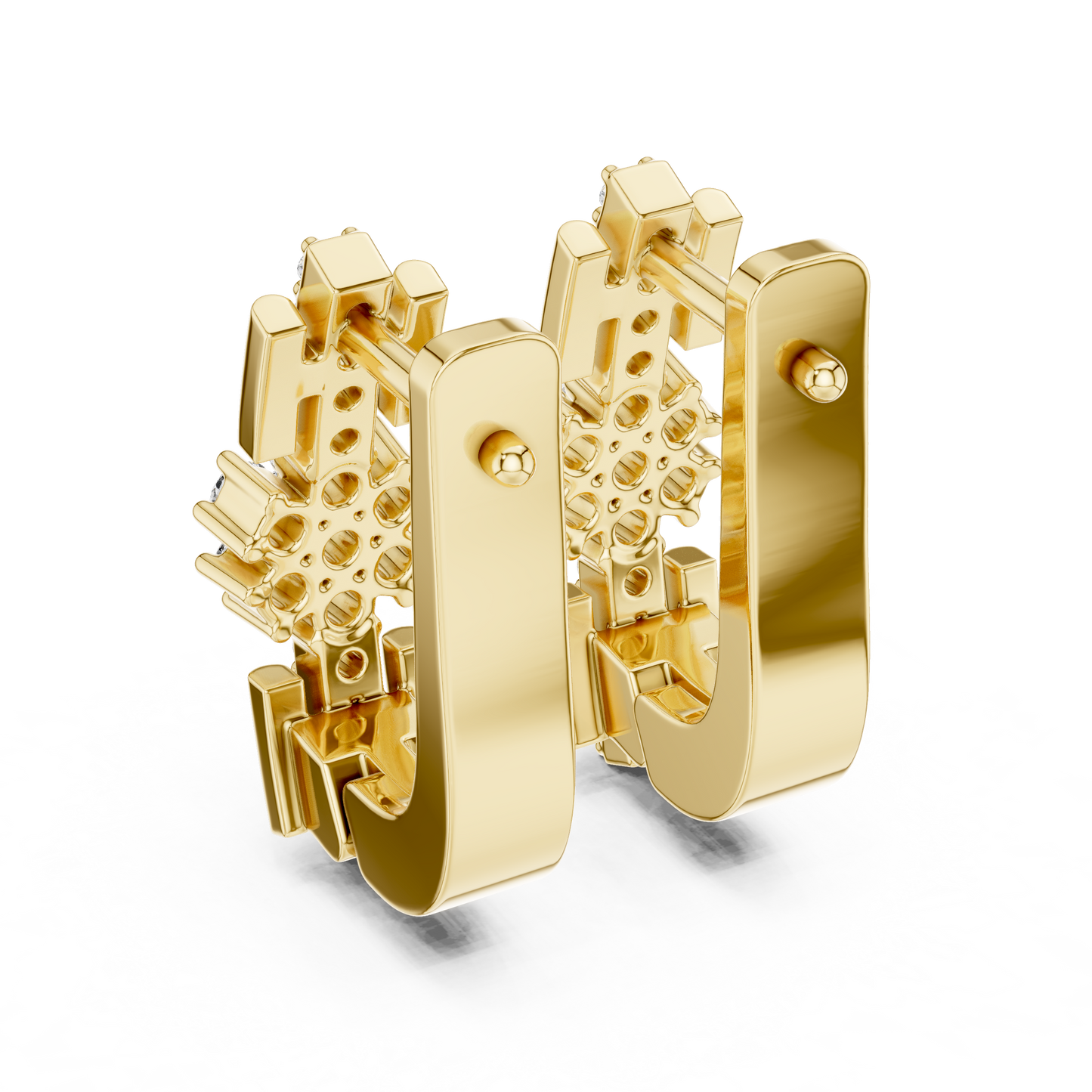 Round Cut Lab Grown Diamond Bloom Hoop Earrings in Yellow Gold