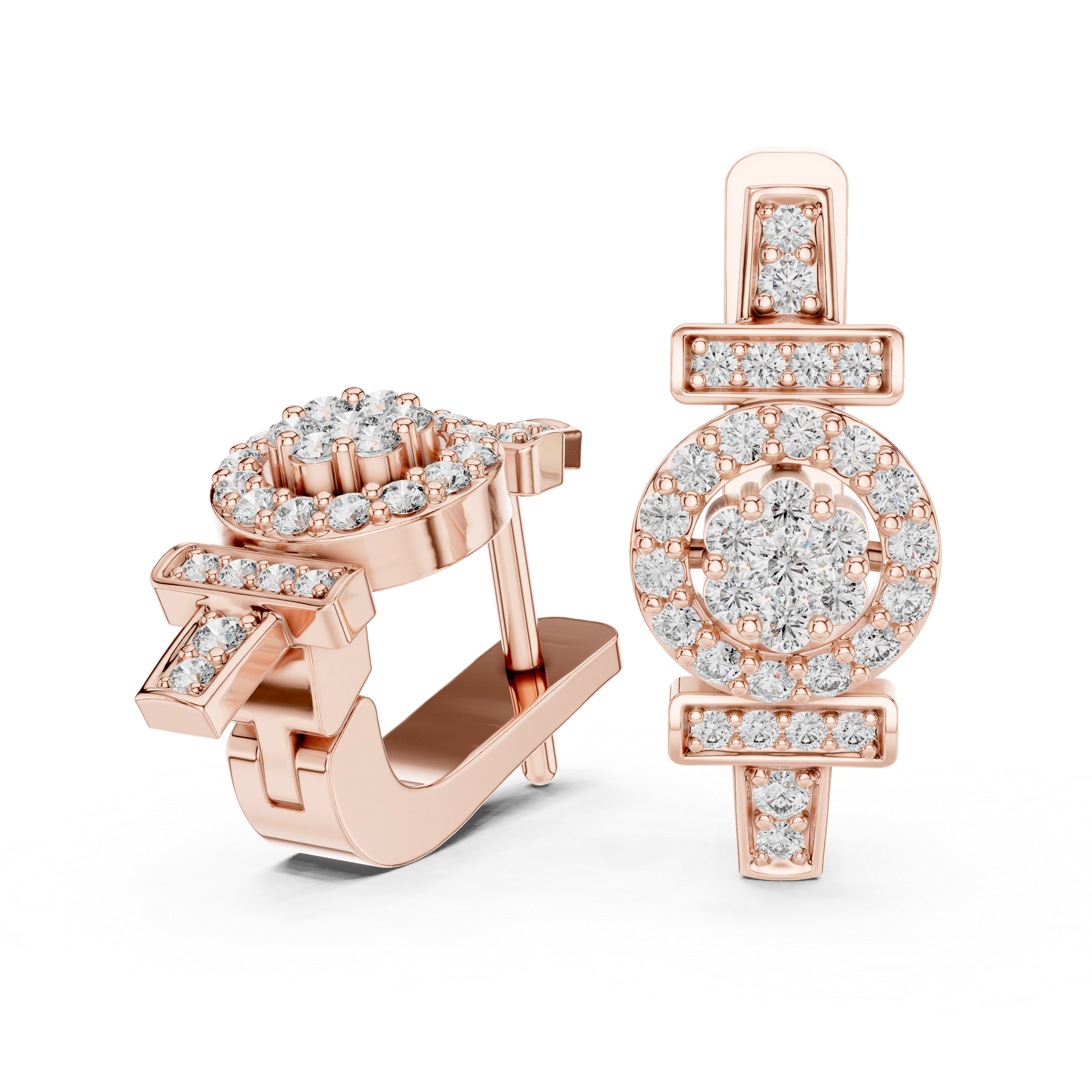 Round Cut Lab Grown Diamond Hoop Earrings in Rose Gold