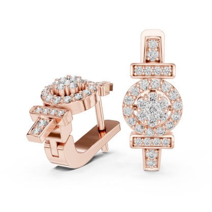 Round Cut Lab Grown Diamond Hoop Earrings in Rose Gold