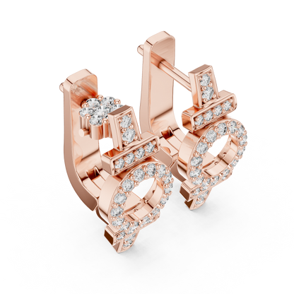 Round Cut Lab Grown Diamond Hoop Earrings in Rose Gold
