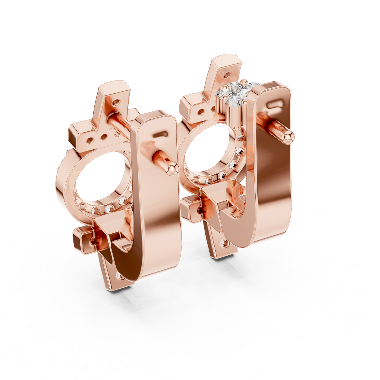 Round Cut Lab Grown Diamond Hoop Earrings in Rose Gold