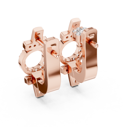 Round Cut Lab Grown Diamond Hoop Earrings in Rose Gold