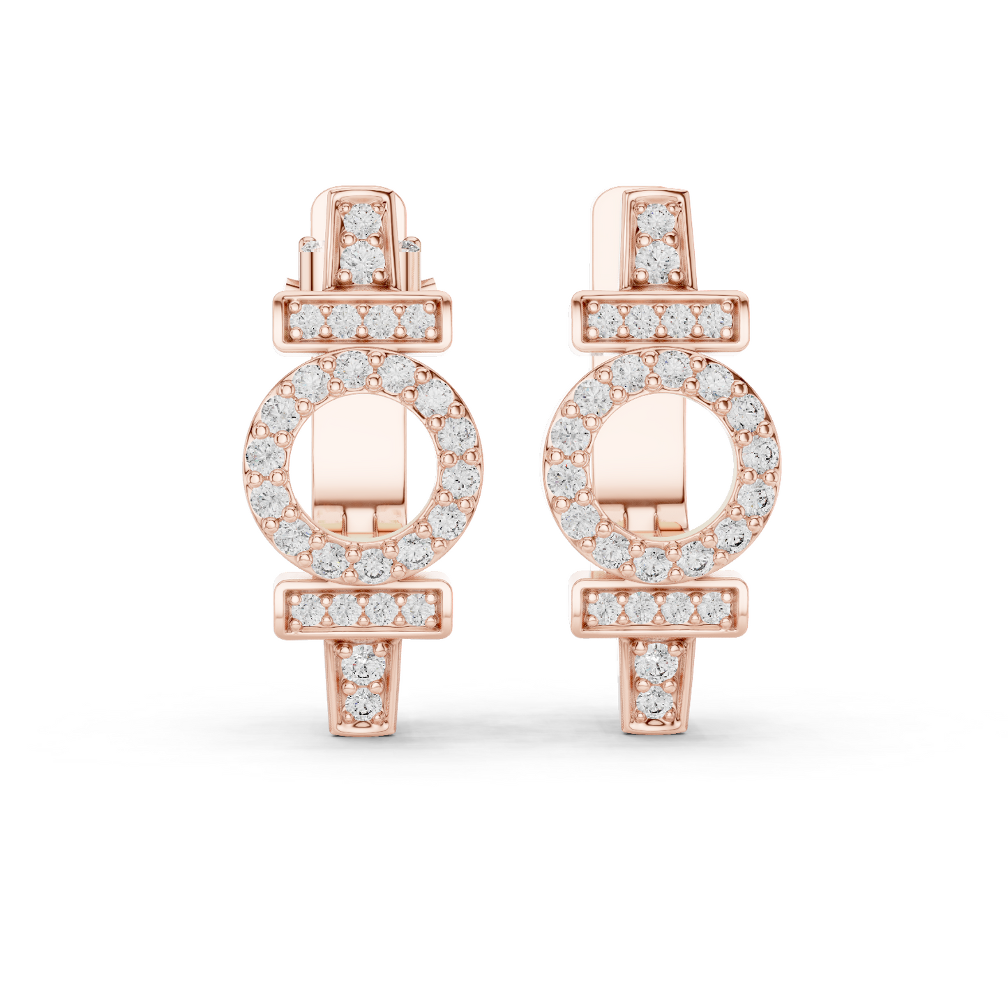 Round Cut Lab Grown Diamond Hoop Earrings in Rose Gold