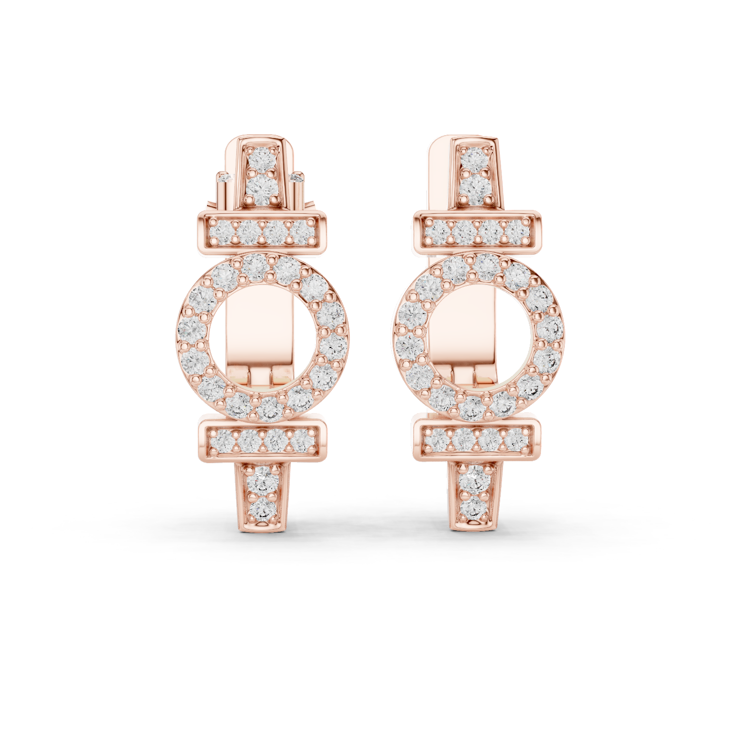 Round Cut Lab Grown Diamond Hoop Earrings in Rose Gold