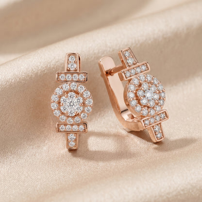 Round Cut Lab Grown Diamond Hoop Earrings in Rose Gold