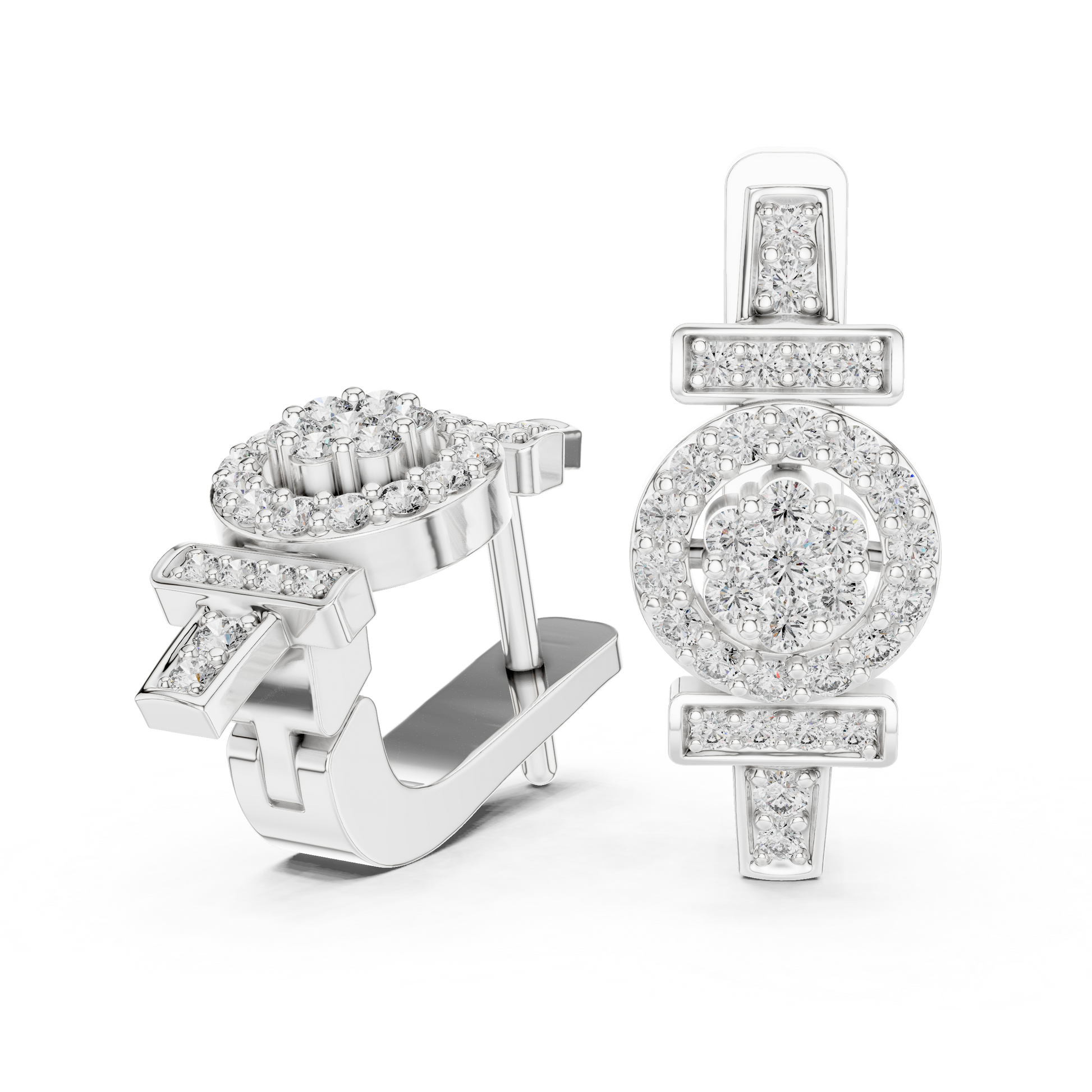 Round Cut Lab Grown Diamond Hoop Earrings in Platinum