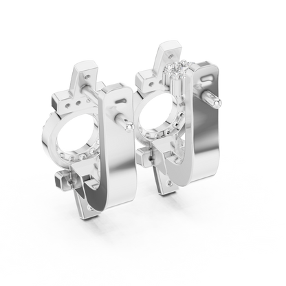 Round Cut Lab Grown Diamond Hoop Earrings in Silver