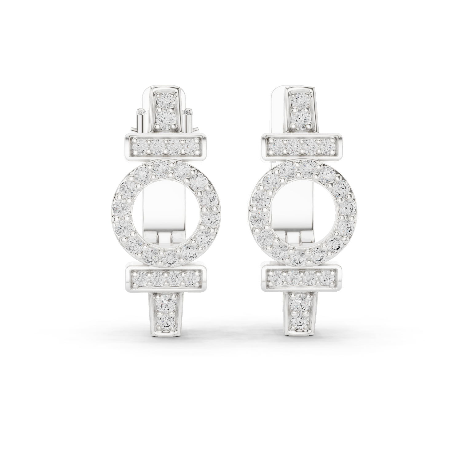Round Cut Lab Grown Diamond Hoop Earrings in White Gold