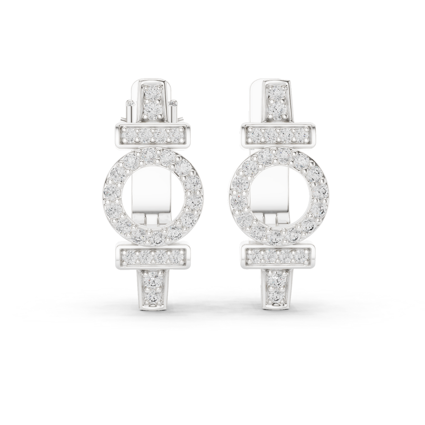 Round Cut Lab Grown Diamond Hoop Earrings in Silver
