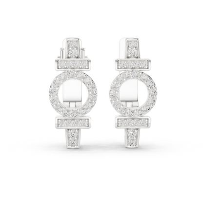 Round Cut Lab Grown Diamond Hoop Earrings in Silver