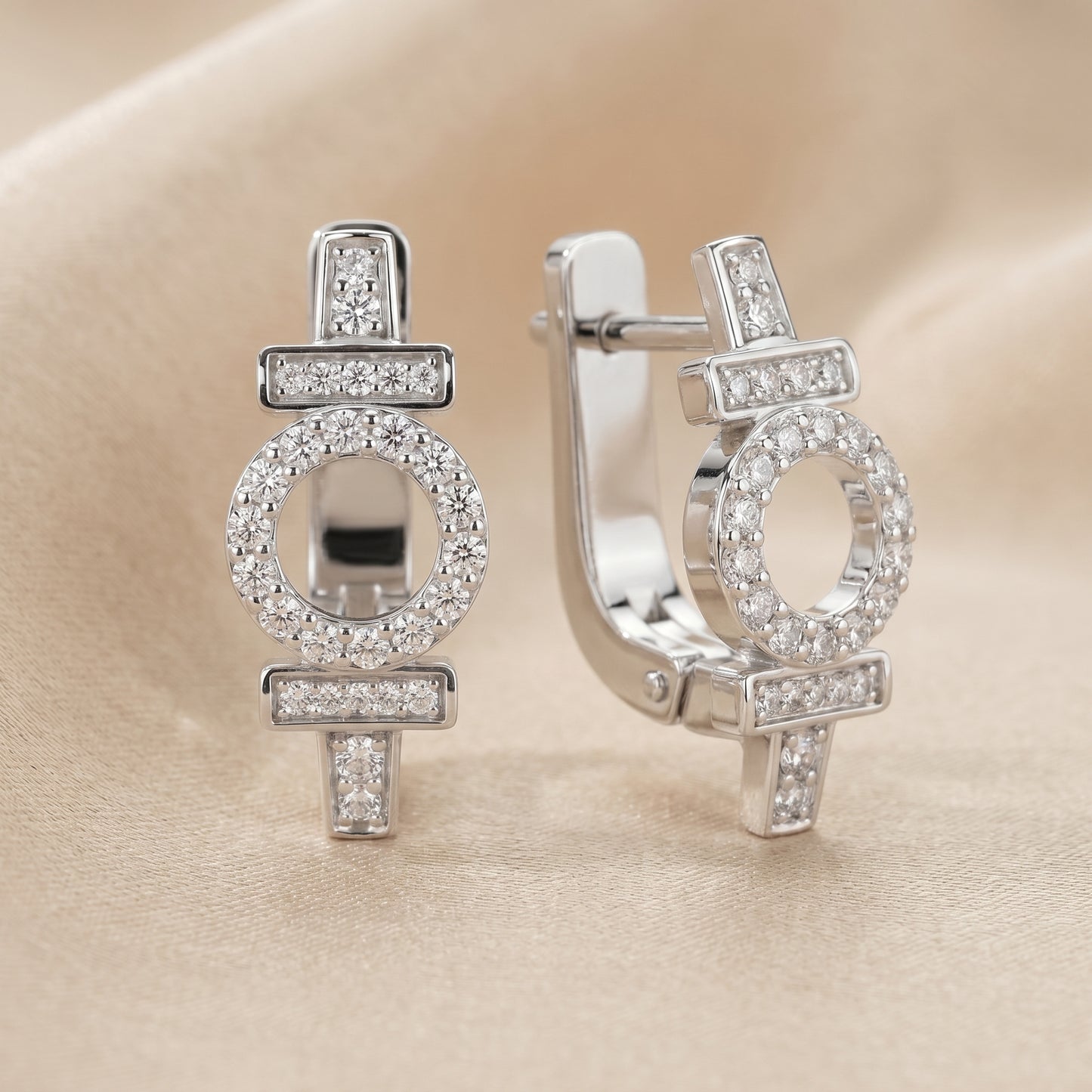 Round Cut Lab Grown Diamond Hoop Earrings in White Gold