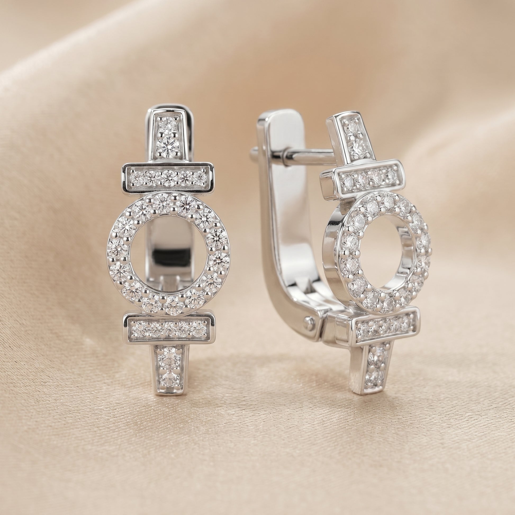 Round Cut Lab Grown Diamond Hoop Earrings in White Gold