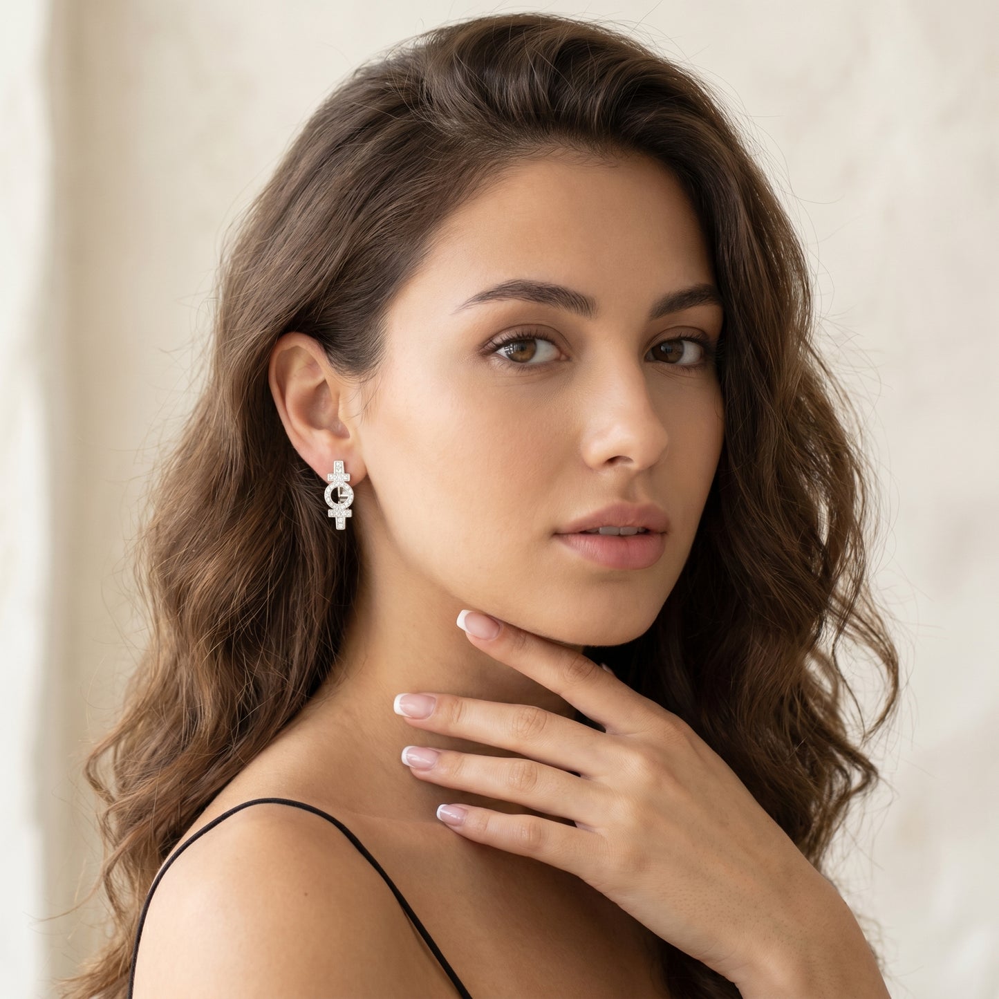 Round Cut Lab Grown Diamond Hoop Earrings in White Gold