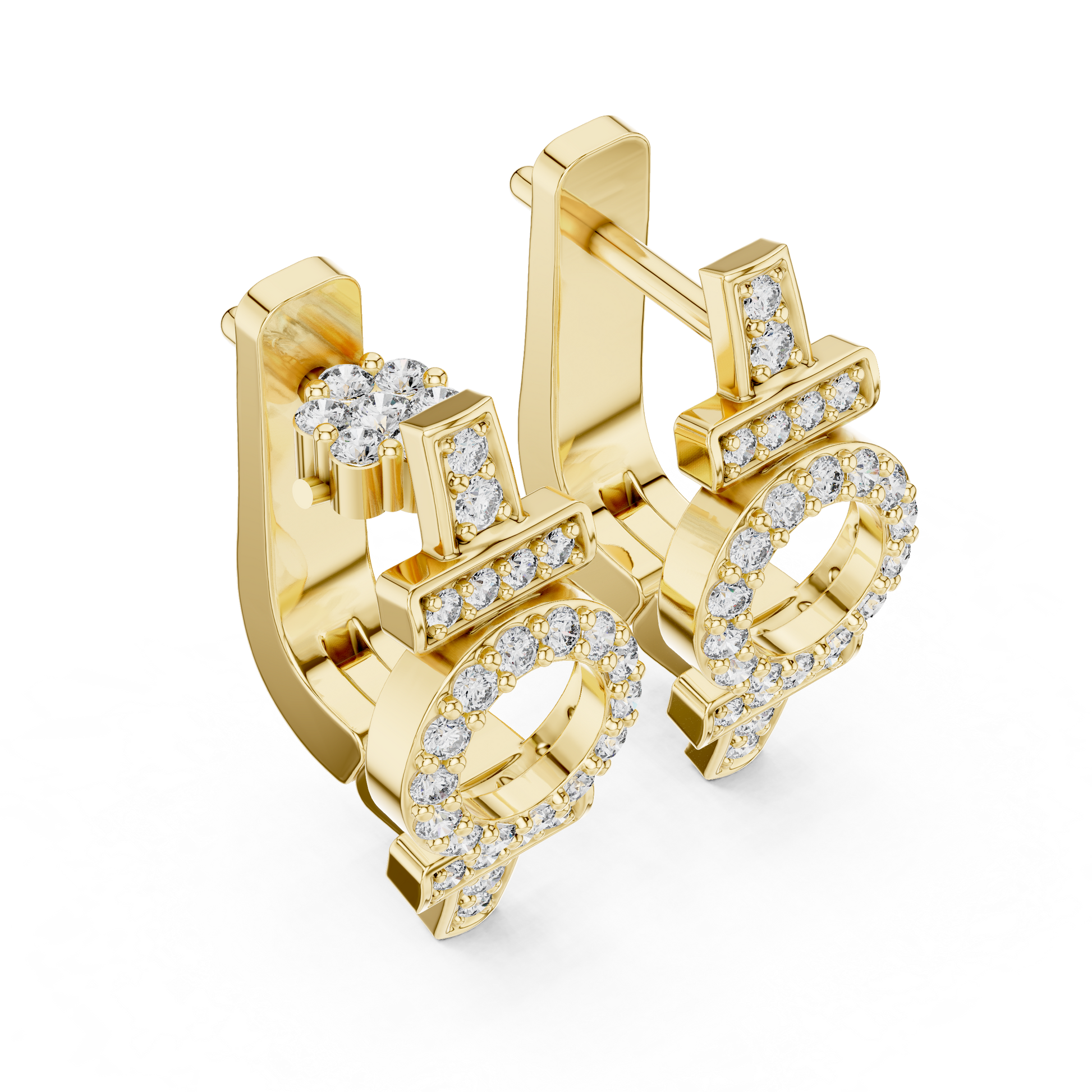 Round Cut Lab Grown Diamond Hoop Earrings in Yellow Gold